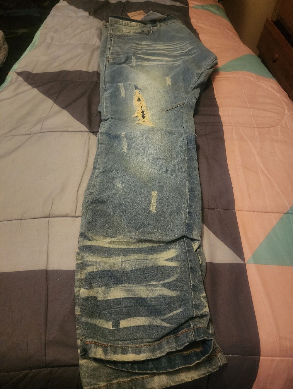 Slim Straight Distressed Light Blue Men’s Jeans